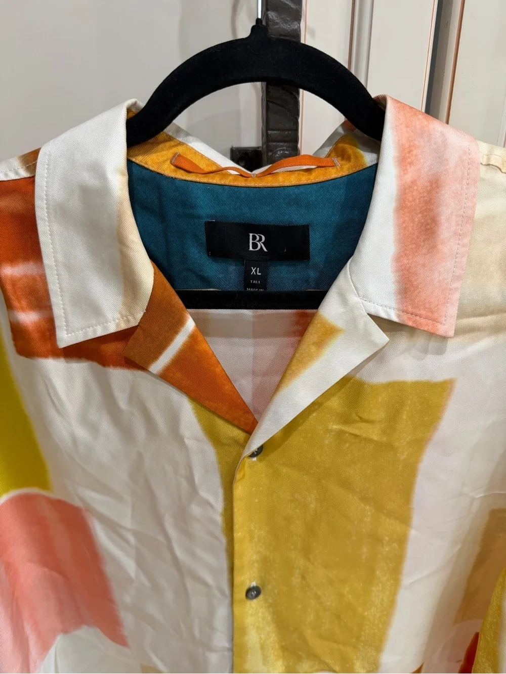 BANANA REPUBLIC Lyam Silk Resort Shirt Blue Print